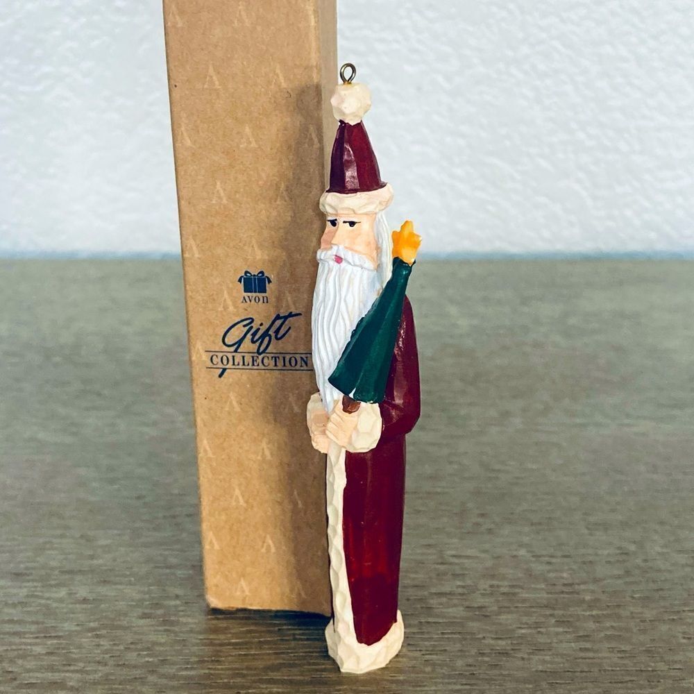Avon Carved Santa Claus Vintage Christmas Ornament